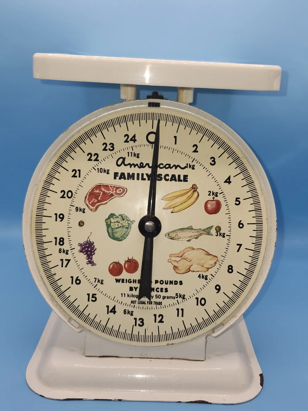 Vintage American Family Scale 25 lb White Metal Kitchen Food Farmhouse Decor